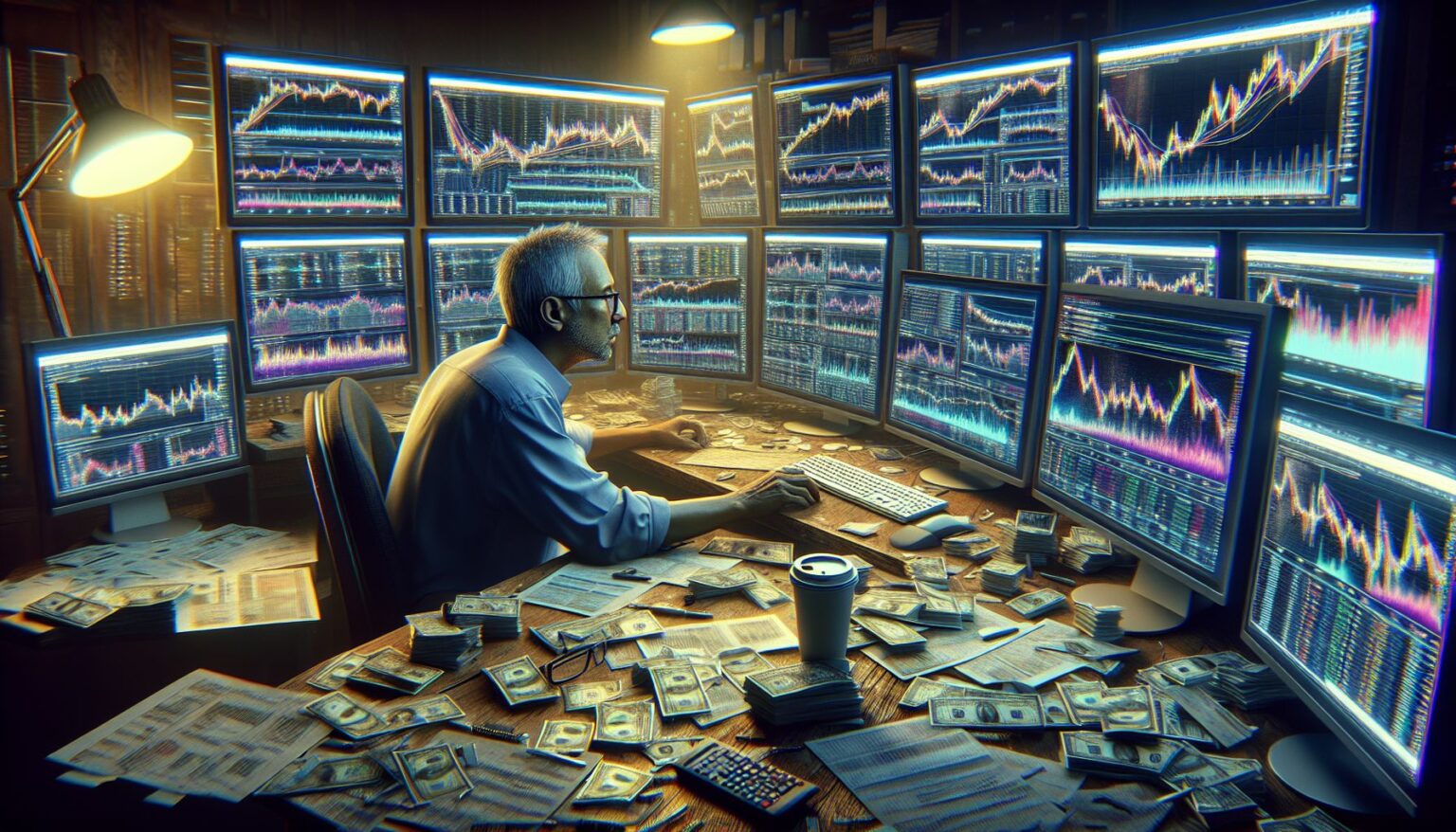 cryptocurrency trading charts and experienced trader analyzing data