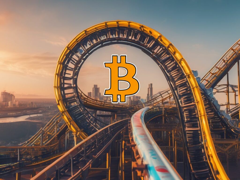 rollercoaster with bitcoin symbol