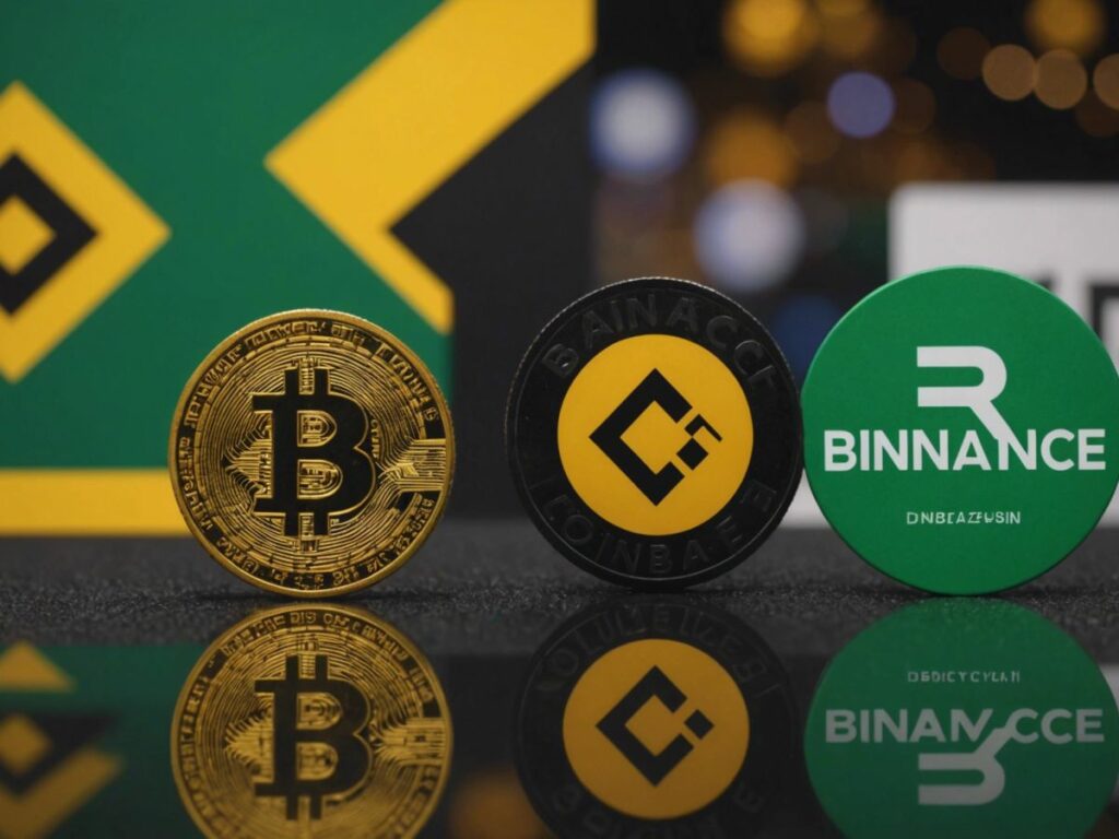 Binance and Coinbase logos with a 'Blocked' sign and Nigerian flag in the background, indicating restricted access.
