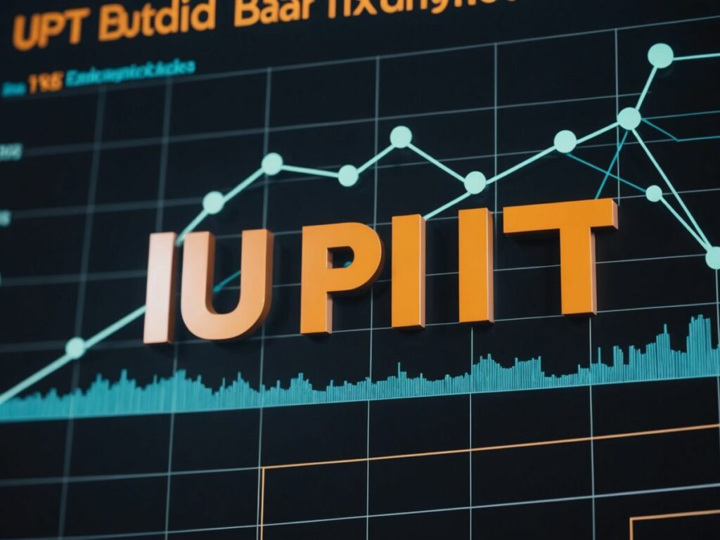 Upbit logo rising on a bar chart, challenging Binance and Coinbase in the top five crypto exchanges.