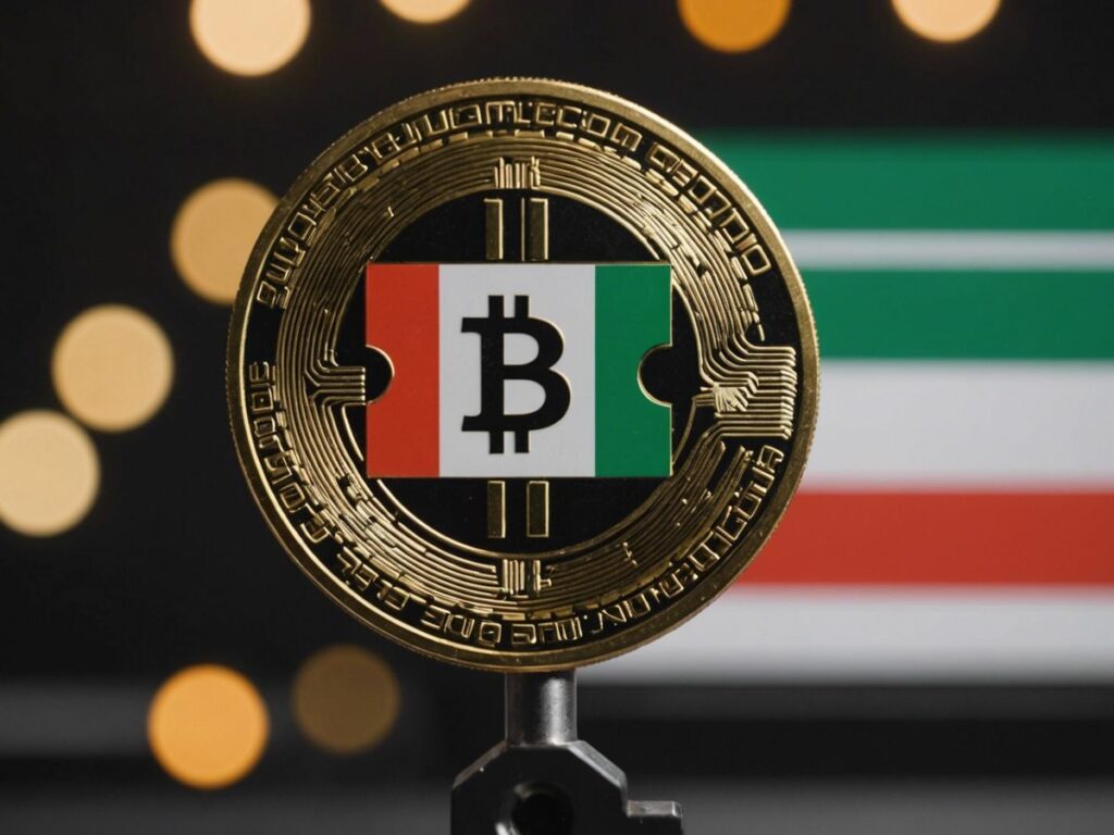 Nigerian flag with 'No Entry' sign over Bitcoin symbol, indicating ban on Binance and other crypto firms.