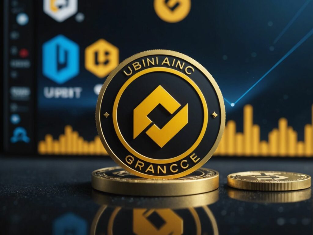 Upbit logo rising to compete with Binance and Coinbase in the top five crypto exchanges.