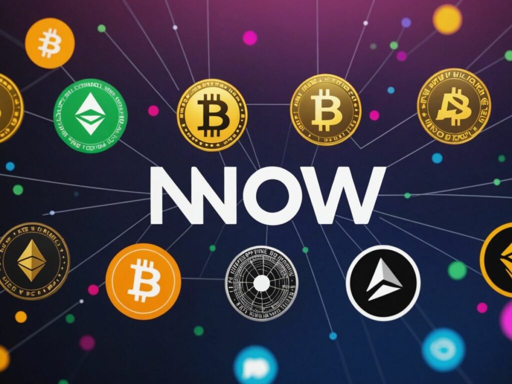 Logos of major crypto exchanges with 'Now Hiring' sign and digital currency symbols in the background.