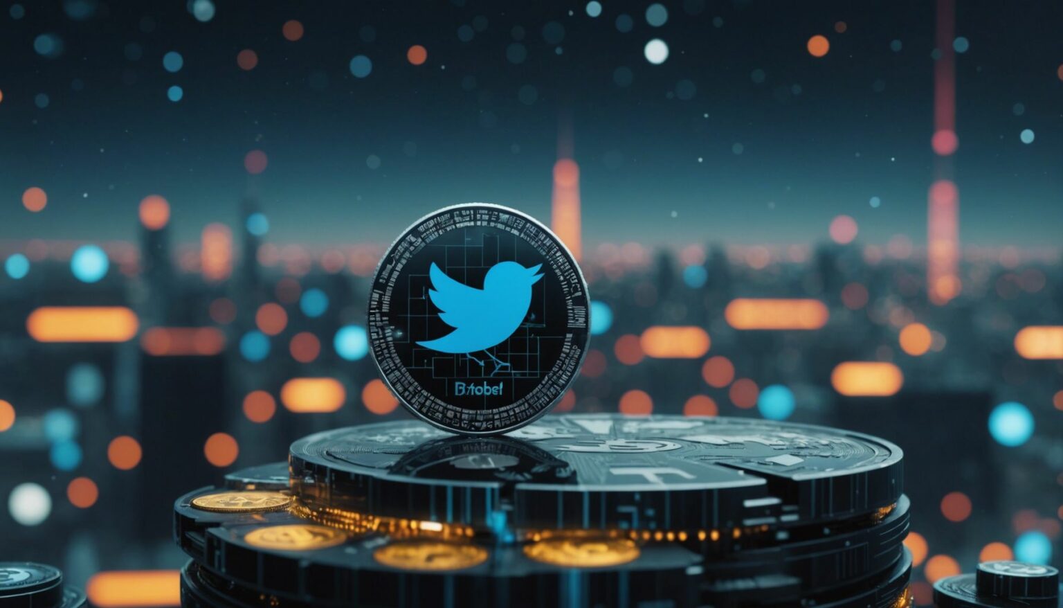 Twitter logo intertwined with cryptocurrency symbols, showcasing its impact on the future of digital currency.