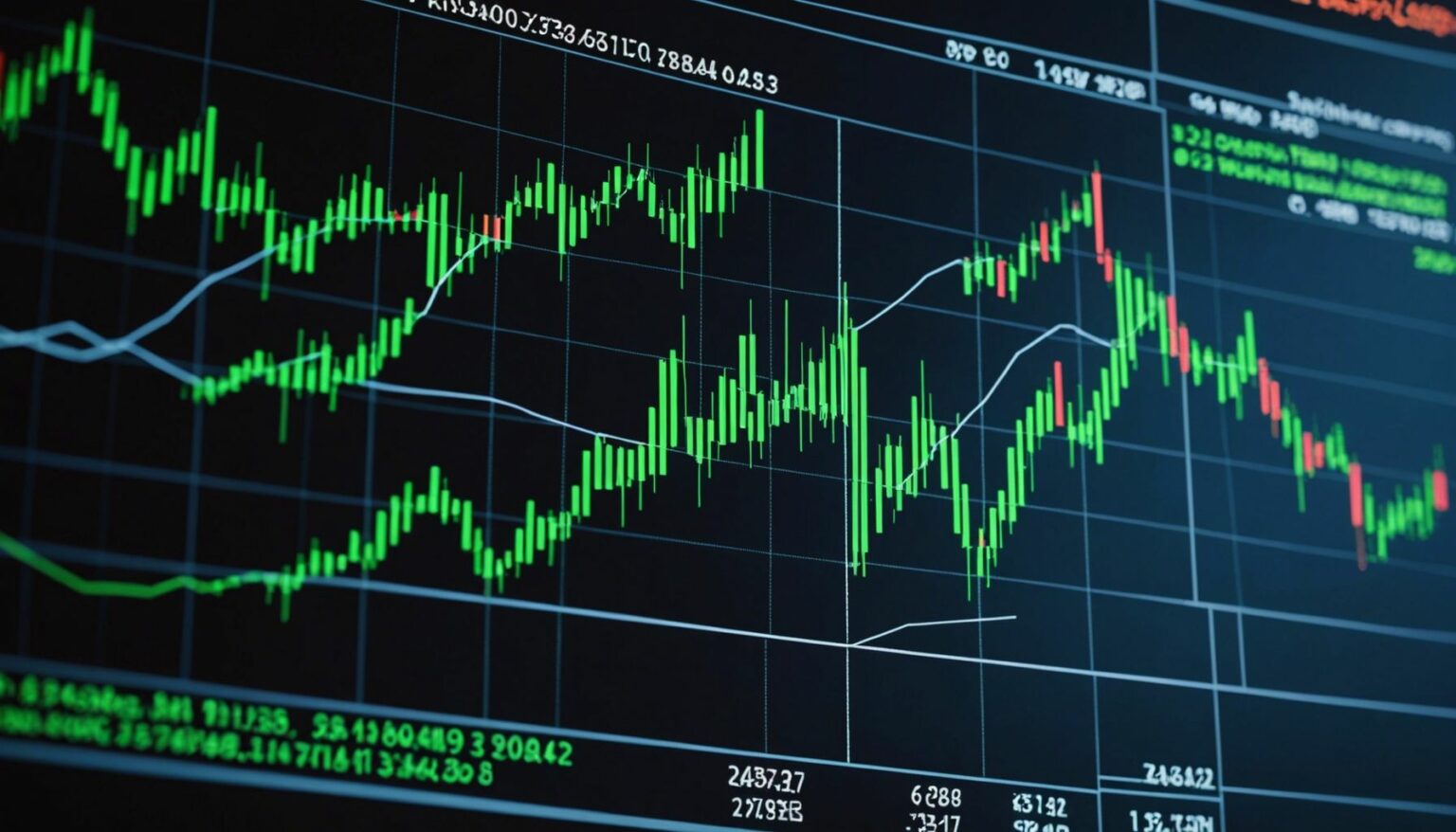 Stock market chart with rapid movements, representing fast-paced scalping trading strategies for quick profits.