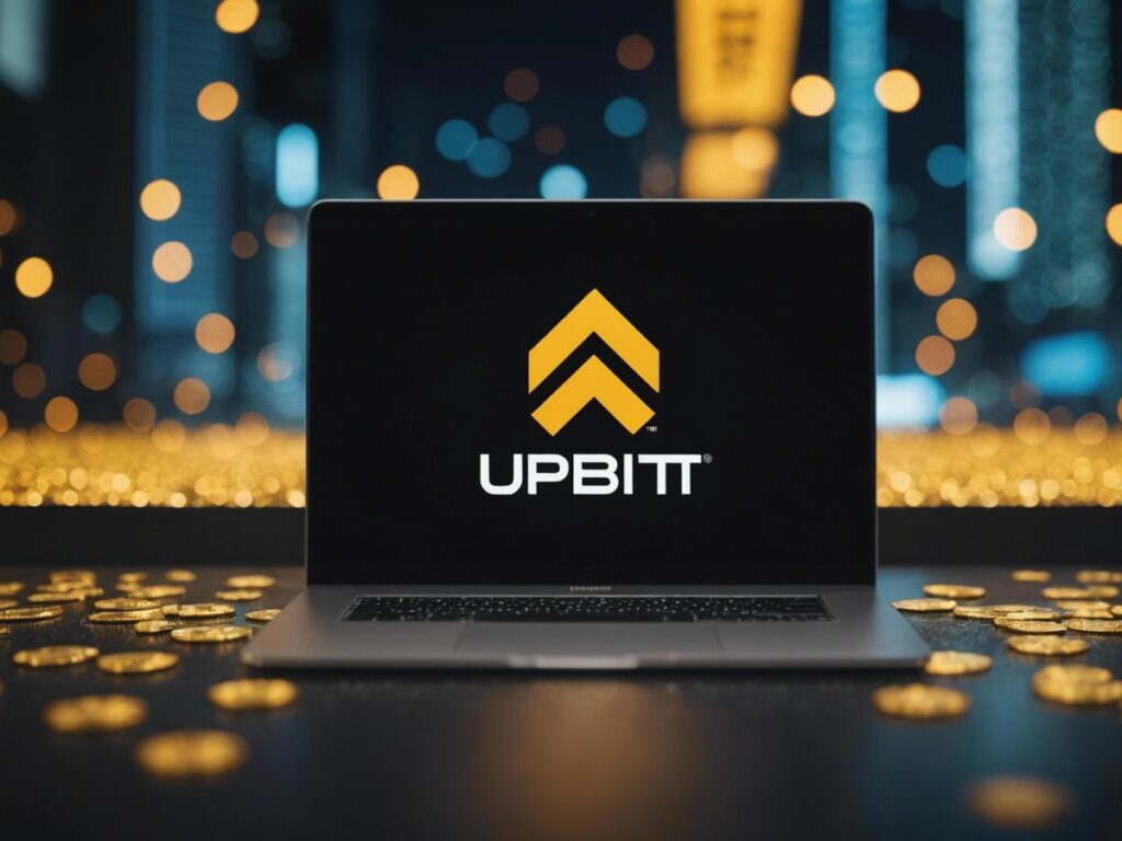 Upbit logo ascending to join Binance and Coinbase, representing its rise in the top five crypto exchanges.