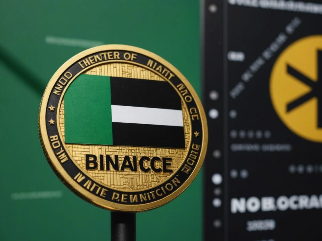 Nigerian flag with 'No Entry' sign over Binance logo and crypto symbols, representing the ban on crypto firms.