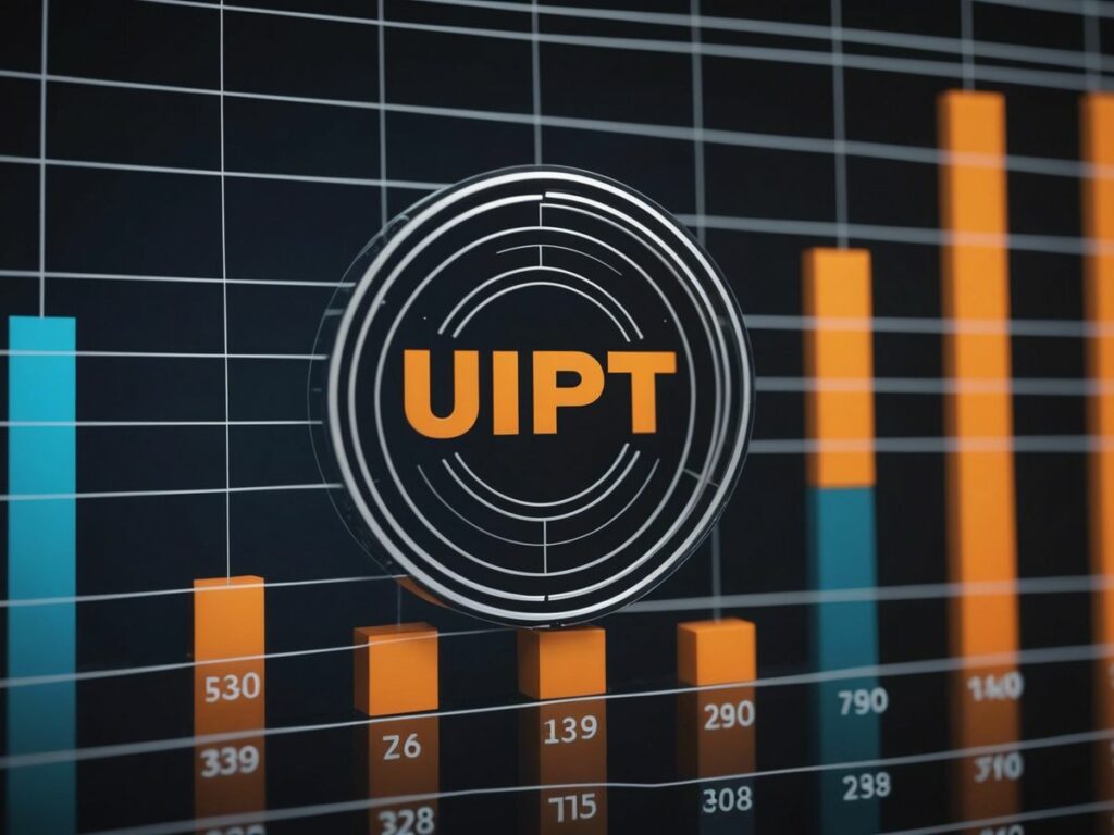 Upbit logo ascending a bar chart, representing its rise to the top five crypto exchanges, challenging Binance and Coinbase.