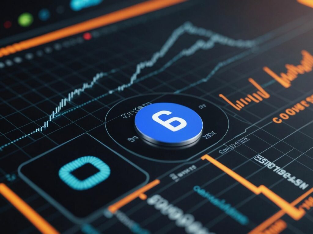 Coinbase logo with financial graphs and $WIF token symbols, showcasing new perpetual futures trading feature.