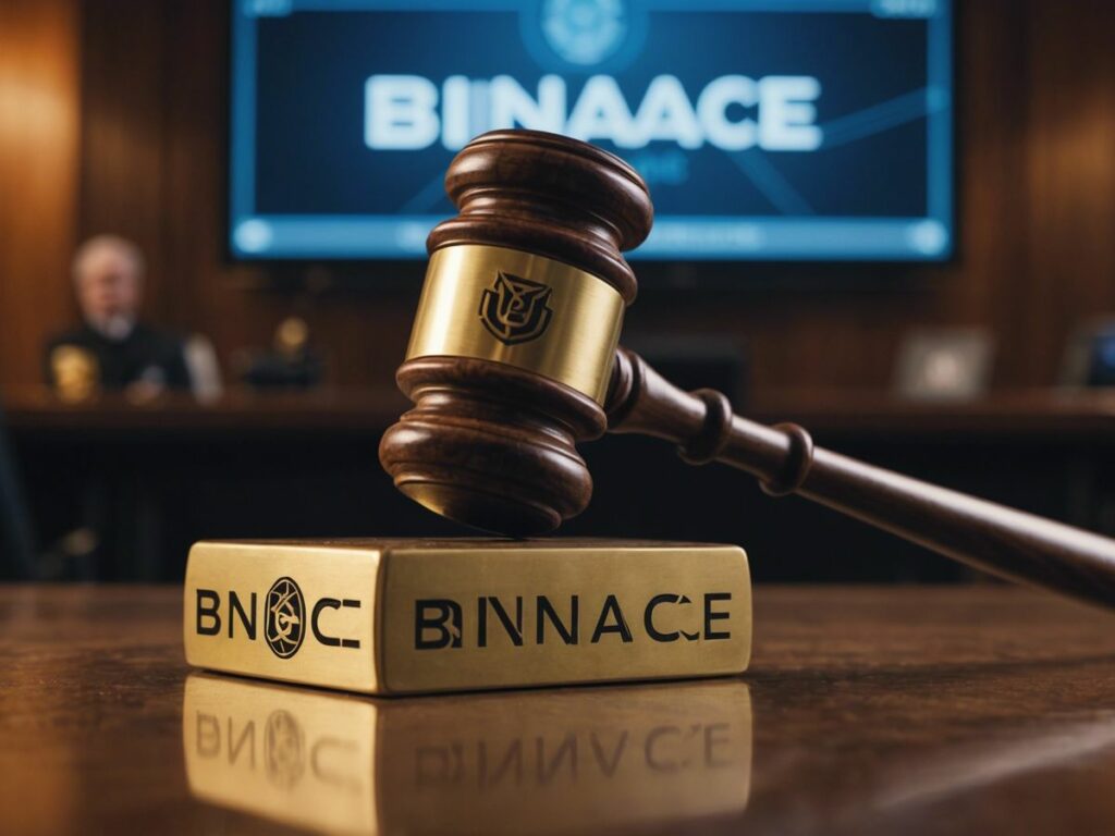 Gavel striking with Binance, Coinbase, Kraken logos, representing SEC lawsuits and a new era of regulation.